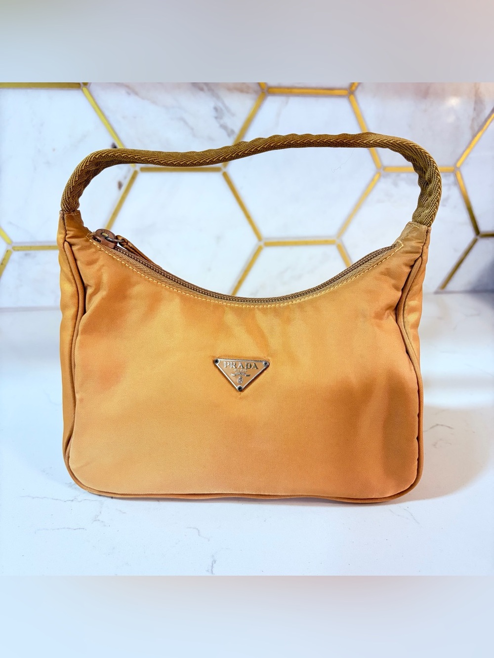 Y2K🔥Authentic Prada MV515 Tessuto Mini Hobo Bag | Beige | (Reissue $1320.00)